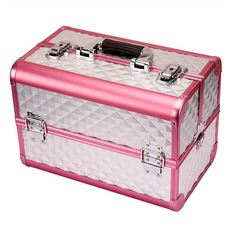 Large-Capacity Diamond ABS Aluminum Professional Cosmetic Case