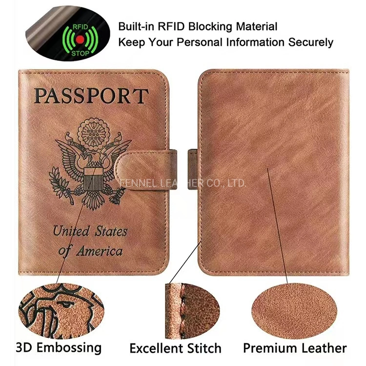 Manufacture Factory OEM Passport Holder Retro Style Good Quality PU Leather with RFID Protection Functionable with Cardholder Money Pocket Travel Holder (F1550)