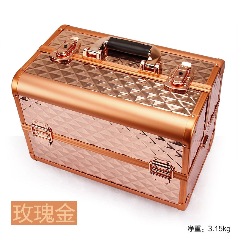 Large-Capacity Diamond ABS Aluminum Professional Cosmetic Case