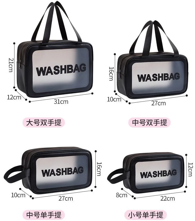 Large Capacity Portable Travel Washing Bag Transparent Toiletry Bag PU Waterproof Makeup Case Cosmetic Storage Case