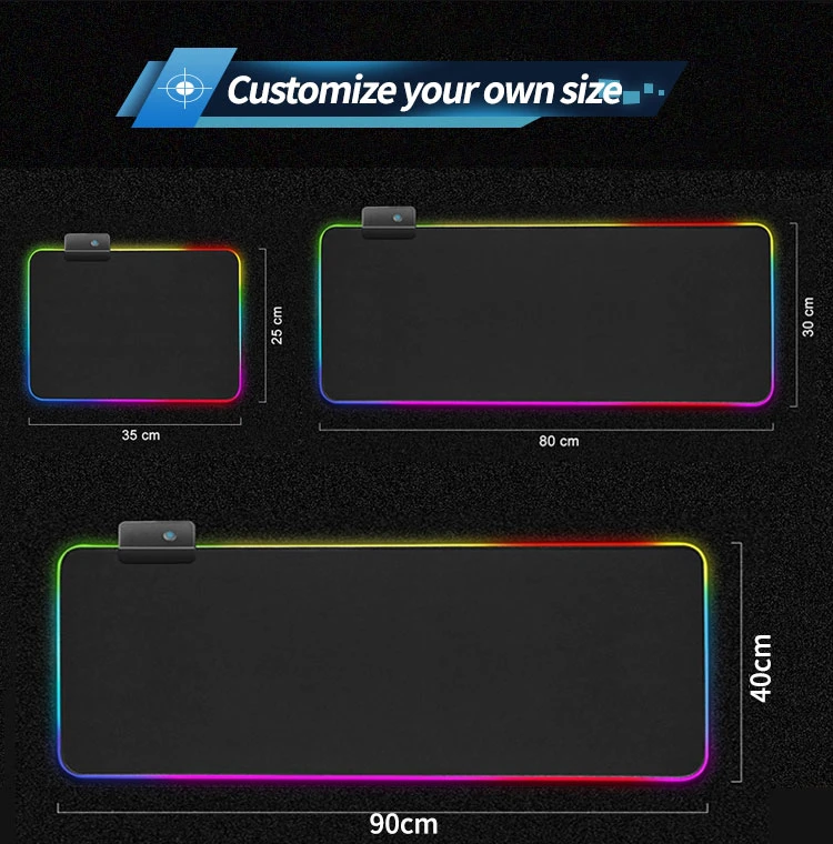 Custom Extended Large Mousepad RGB LED Glowing Keyboard Mat Promotion Gift Desk Mat Gamer Natural Rubber Gaming Mouse Pad Gamer Computer Accessories