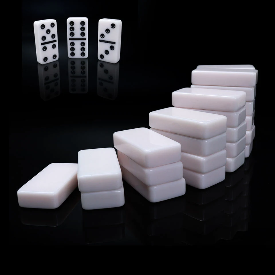 Jumbo Double 6 Crystal Ivory Dominoes Set Custom Logo for Casino Games