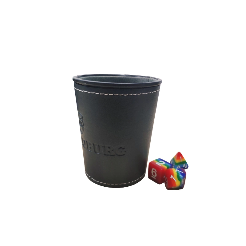 Deluxe Leather Dice Cup with Five Dice Dark Mahogany Color