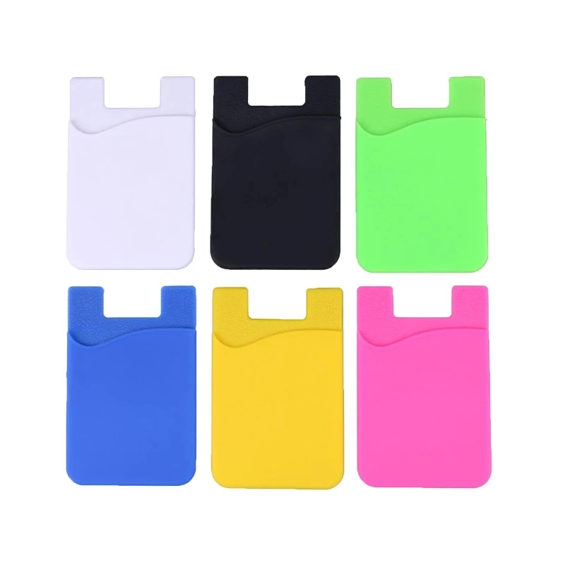 Custom Logo Double Pocket Elastic Stretch Silicone Cell Phone ID Credit Card Holder Sticker Universal Wallet Case Card Holder