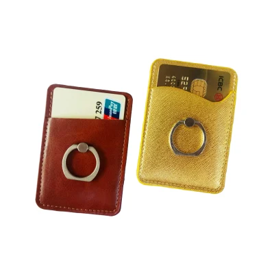 Самоклеящаяся наклейка на сотовый телефон ID Чехол для кредитной карты Кошелек Роскошный кожаный держатель для карт сотового телефона с кольцом