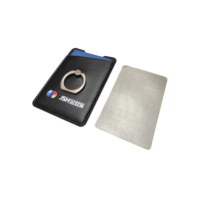 Держатель кредитной карты для сотового телефона из искусственной кожи RFID с подставкой для кольца на палец