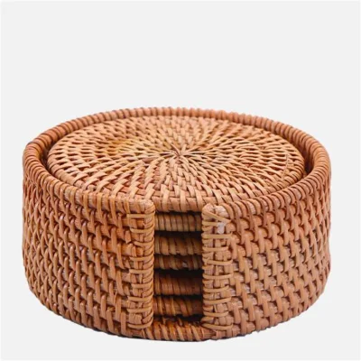 Подставки из натурального бамбука, плетеные салфетки из ротанга
