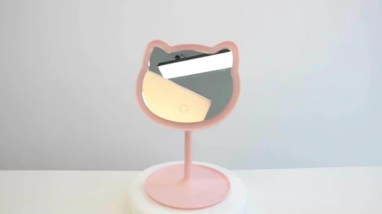 Агент по снабжению Съемное зеркало для макияжа со светодиодной подсветкой в ​​стиле кошки с регулируемой яркостью