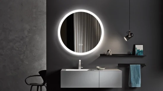 Круглое светодиодное зеркало Hesonth для ванной комнаты диаметром 60 см, противотуманное светодиодное освещение с подсветкой, умное косметическое зеркало для ванной комнаты, сенсорный диммер, светодиодное зеркало для ванной комнаты с цветовой температурой